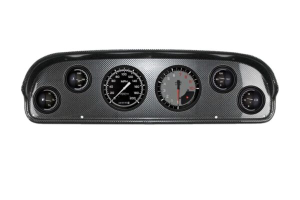 1957-60 Ford Truck Carbon Fiber Dash Panel with AutoCross Gray Gauges