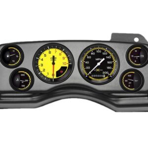 1990-93 Ford Mustang Black Dash Panel with AutoCross Yellow Gauges