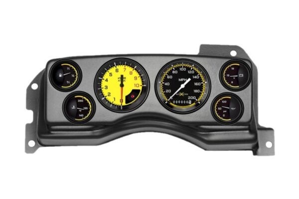 1990-93 Ford Mustang Black Dash Panel with AutoCross Yellow Gauges