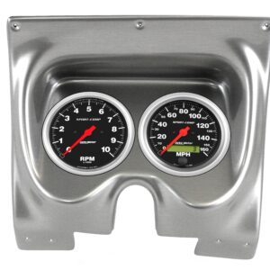 1967-68 Chevy Camaro 2 Gauge 5" Brushed Aluminum Dash Panel with Sport Comp Electric Gauge Bundle